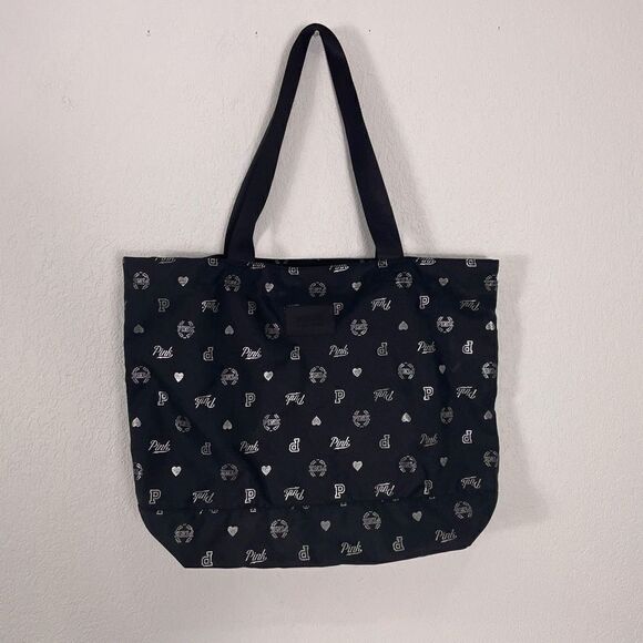 VS Pink Black Monogram Logo Medium Sized Travel Tote Bag - Picture 1 of 6